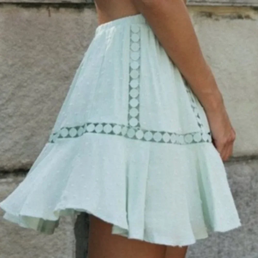 Swiss dot off shoulder crop top skirt set - Picture 6 of 9